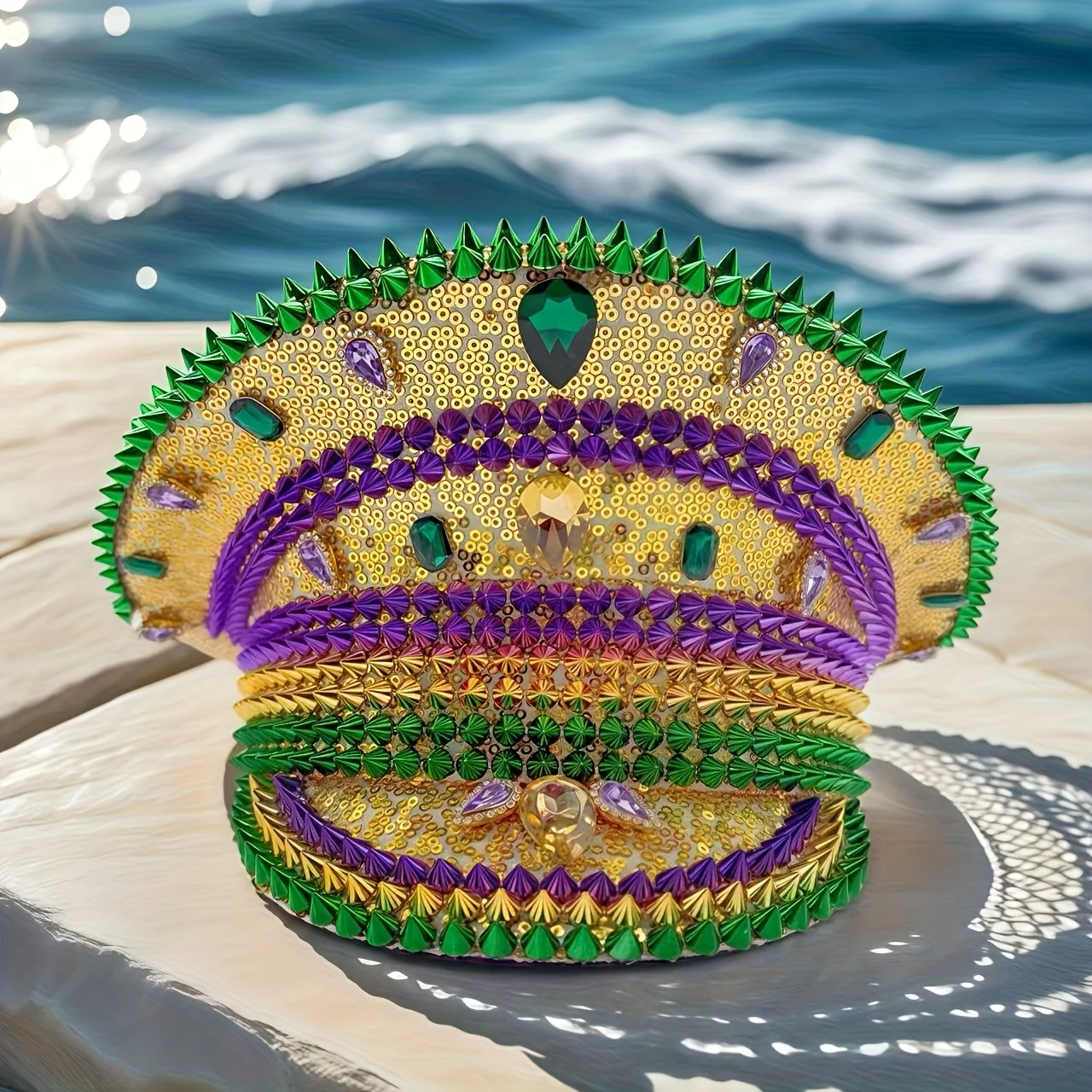 ホンルアン イエローレーザーレザーループキャプテンハット ラインストーン＆ミリタリーキャップ 女性用、レイブフェスティバルアクセサリー＆パーティーキャップ男性用