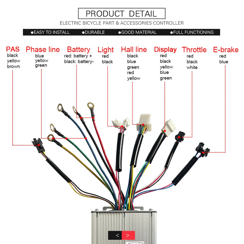 

Для бесщеточного двигателя 1500 Вт, синусоидальный контроллер 3648 В для KT35A, функция защиты от шума электровелосипеда и низкого напряжения