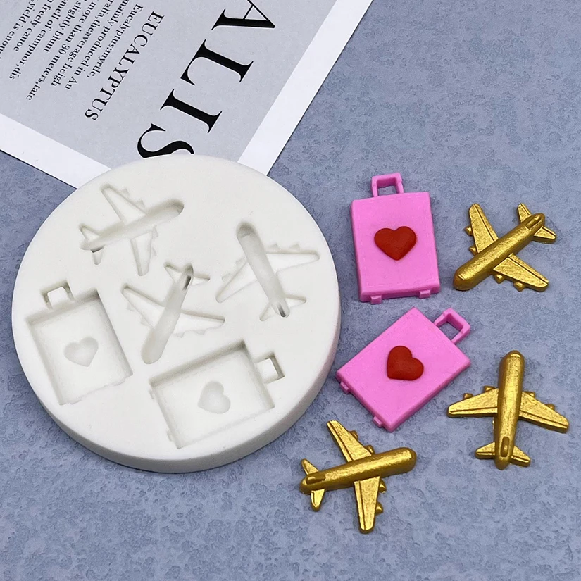 Airplane Suitcase Silicone Mold Sugarcraft Cupcake Baking Mold Fondant Cake Decorating Tools