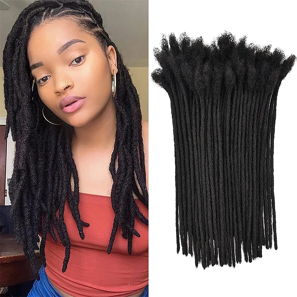 Extensiones de rastas de cabello humano, pelo de ganchillo estilo Reggae, 10 hebras, Hippie, Rubio, 0,4 cm de ancho