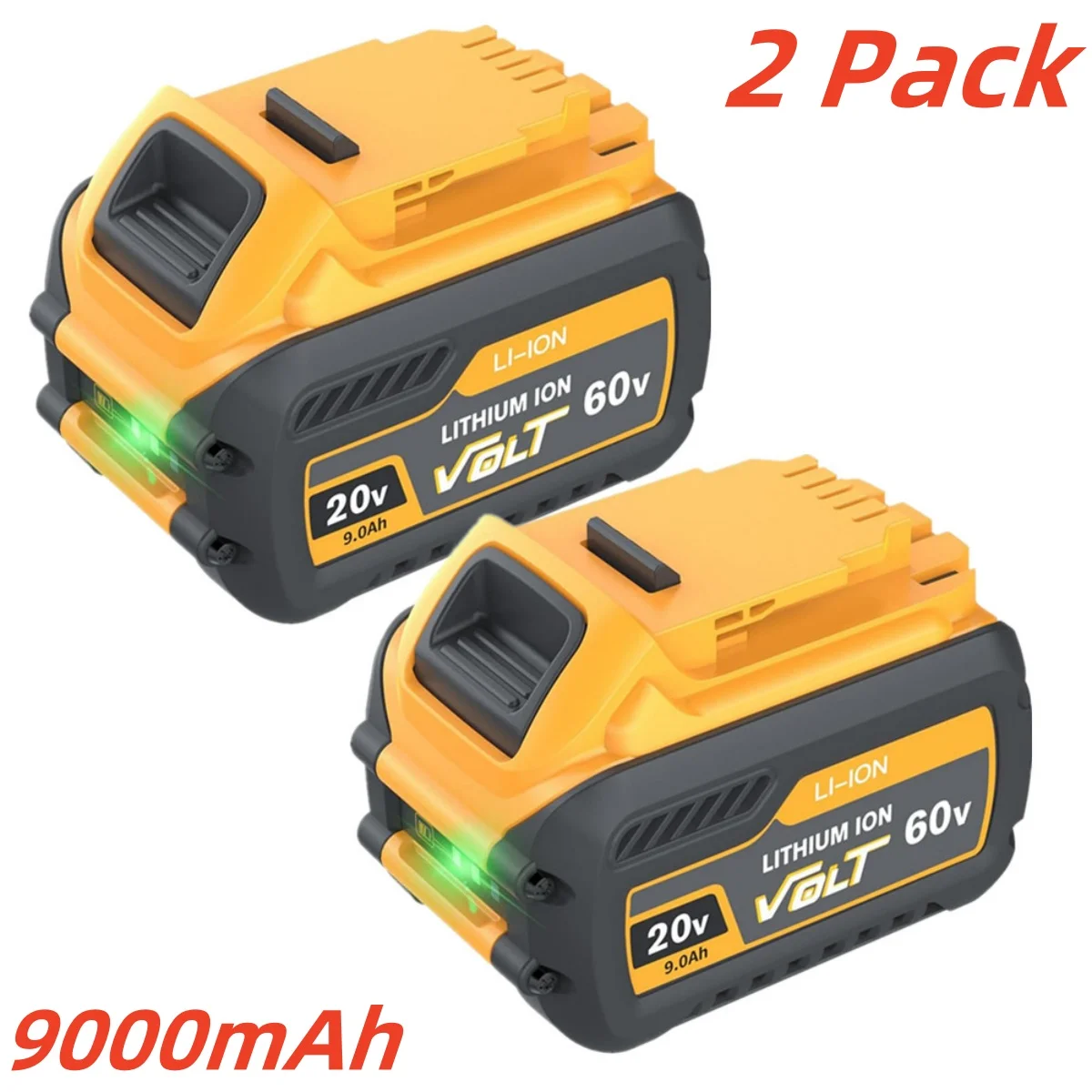 2 Pack 9.0Ah Batteries For DEWALT FLEXVOLT 20V 60V MAX Lithium Ion Battery DCB609 DCB606 DCB612 Fit DCB200 DCB204 DCB205 DCB206