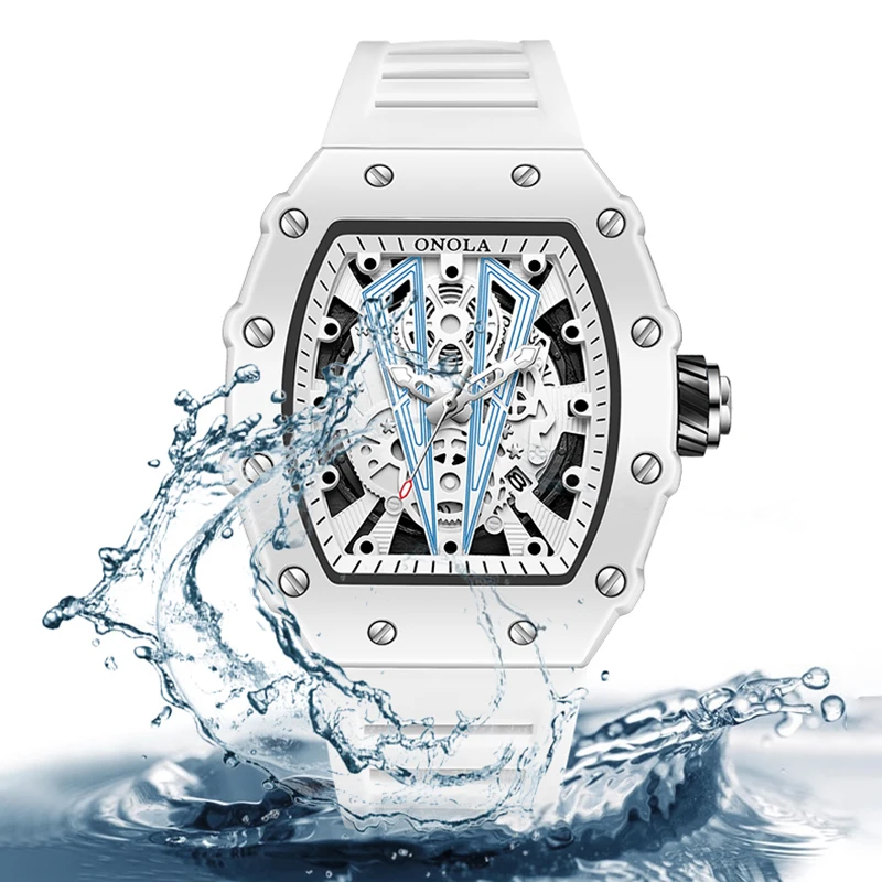 ONOLA-ساعة كوارتز للرجال ، ساعة مضادة للماء ، شريط من السيليكون ، عالية الجودة ، والأزياء
