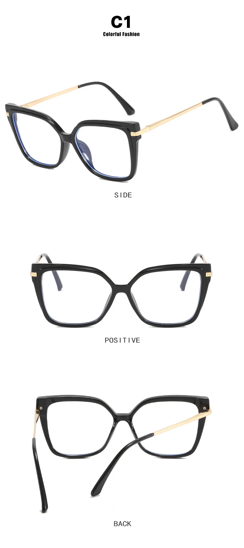 Modische Quadratische Cat-Eye-Brillenfassung aus TR90, 2025 Neue Mehrfarbige Option, Flachspiegel, Damen-Trendmodell, Einfache Blumenbrille – Detail 6