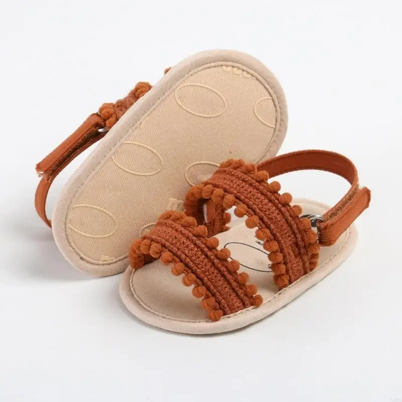 صنادل أطفال صيفية 54DA أحذية مسطحة قابلة للتنفس، جزء علوي قابل للتعديل، إغلاق لاصق غير قابل للانزلاق للاستخدام الداخلي والخارجي