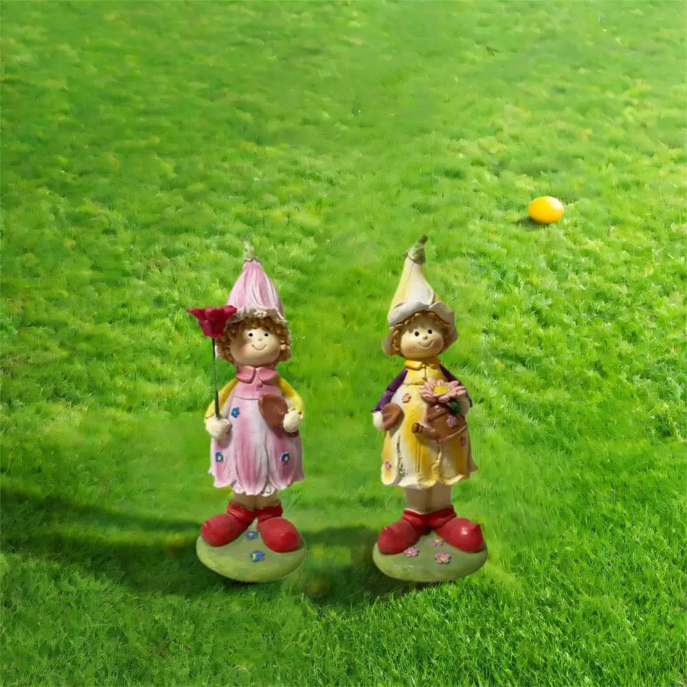 

2pcs Micro Landscape Resin Garden Couple Sculpture Cartoon Cute Boy and Girl Statue Waterproof Miniatures Figurine Desk