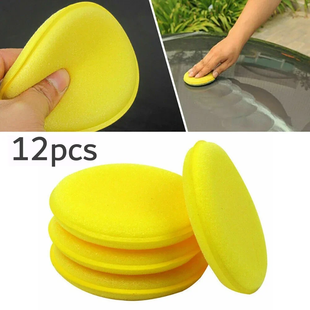 

12PCS Car Foam Waxing Pads Vehicle Round High Density Sponge Applicator Clean Paint Polishing Car Detailing Tools Car Wash