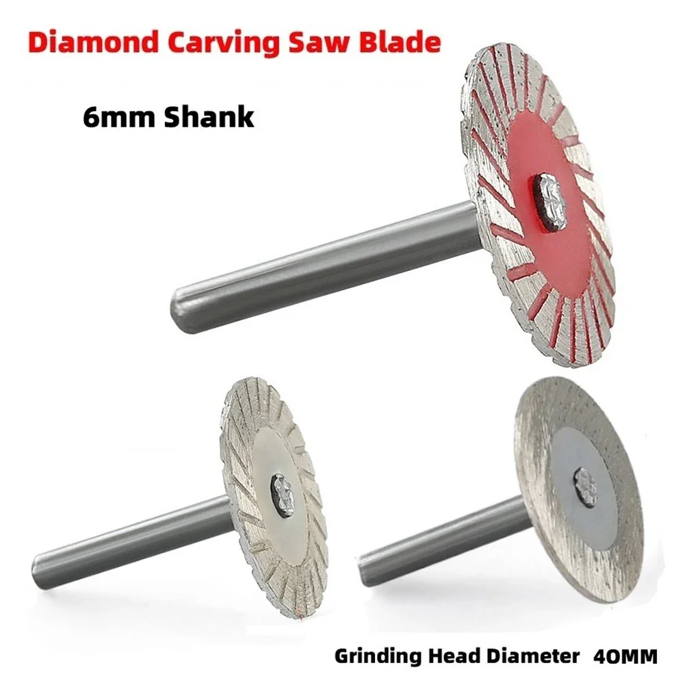 40mm Diamant schneid scheiben Turbo Mini Carving Sägeblatt für Granit Marmor Keramik fliesen Stein Schnitzwerk zeug mit 6mm Schaft