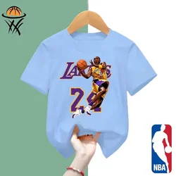 Basketball Lakers Kobe Pattern Commemorative Kids T-shirt Sports Short sleeve Boys girls shirt Casual top Black Mamba