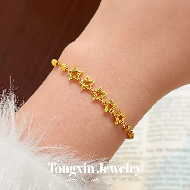 Placer gold ornaments twill bracelet niche fashion light sense of luxury senior hand string