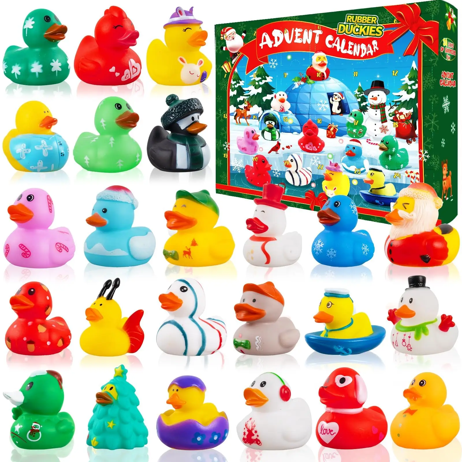 2024 Advent Calendar Christmas Ducks-24 Days Christmas Rubber Duck Surprises Countdown Gift for Toddlers Boys Girls,Christmas Co