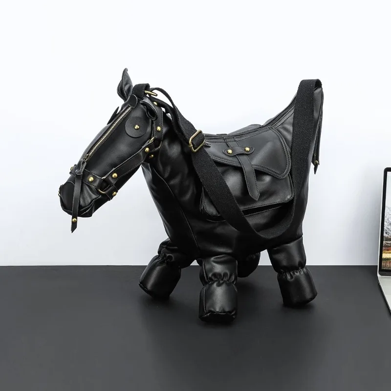 

2025 Новые сумки через плечо Pony для мужчин и женщин, креативный дизайн, сумка через плечо в форме лошади, унисекс, сумка через плечо в стиле хип-хоп, модные сумки на ремне