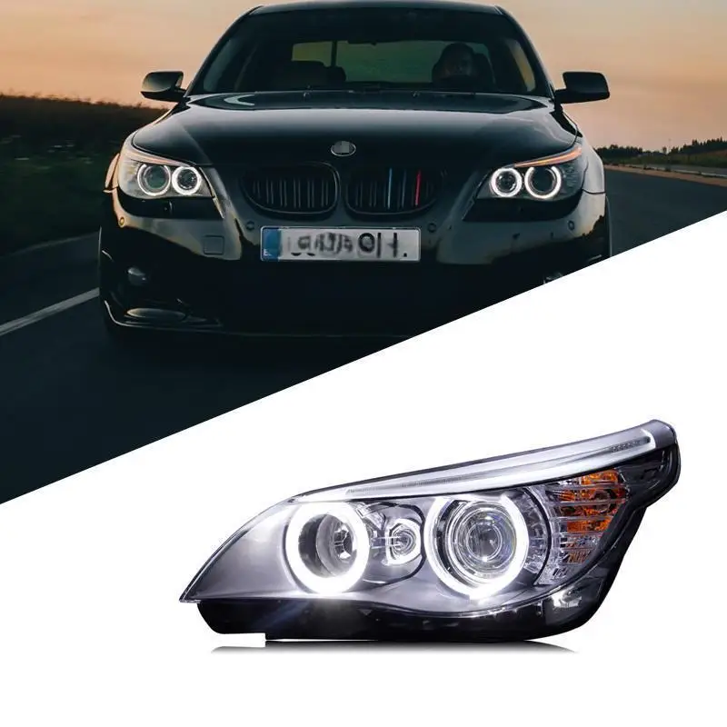 E60 Headlight For 03-10 BMW 5 Series E60 Headlight 520 523 525 530 Upgrade Angel Eye LED Xenon Headlights
