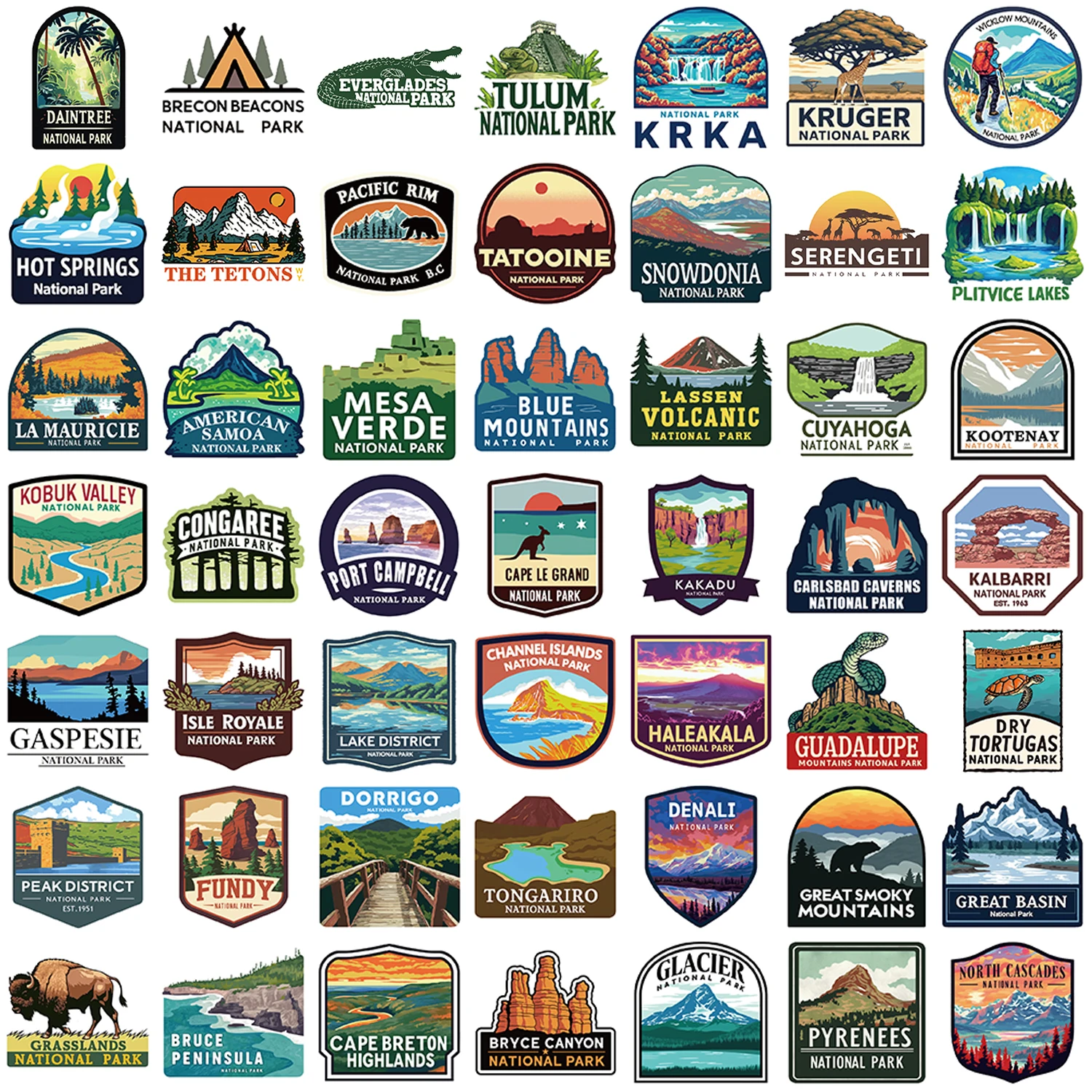 50/100pcs อุทยานแห่งชาติสติกเกอร์ Doodle สติกเกอร์กันน้ํารถแล็ปท็อปกระเป๋าเดินทางสําหรับผู้ที่ชื่นชอบกลางแจ้ง & คนรักการผจญภัย