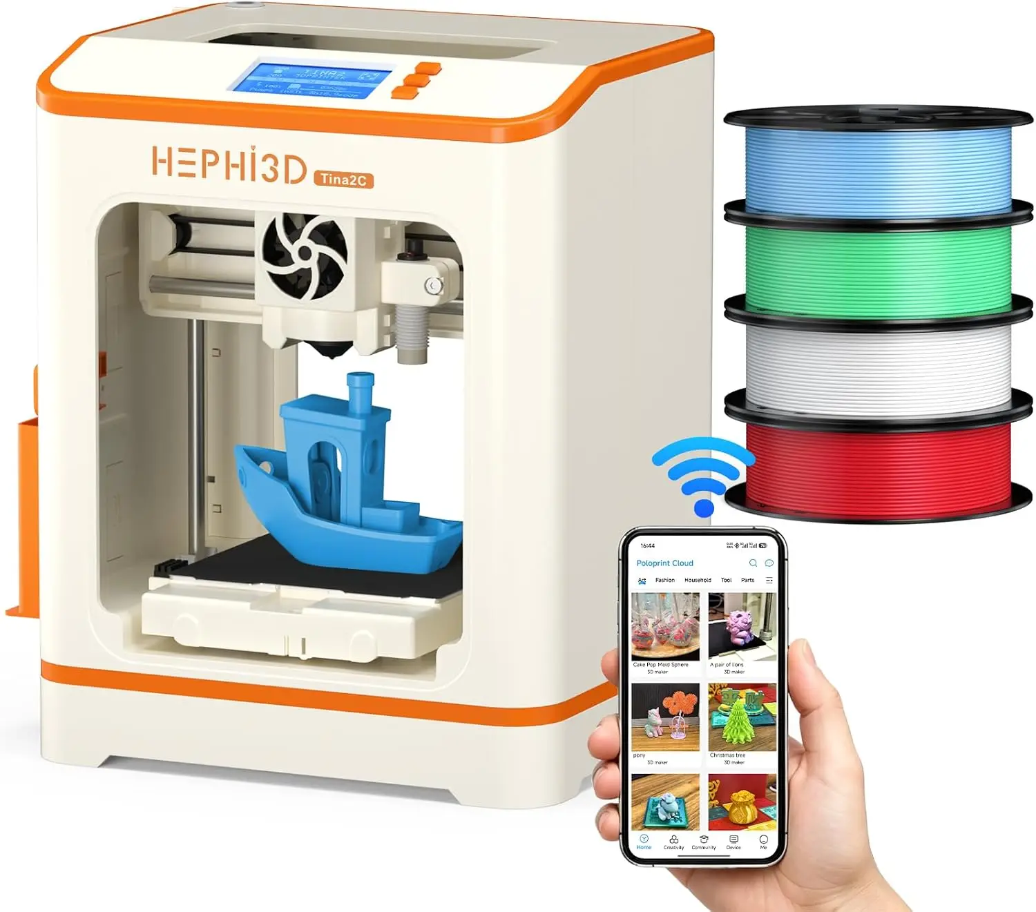 3D Printer Beginners Kids Filament Starter Kit Fully Assembled Ready Print 5 Mins Auto Leveling Mini APP WiFi Control 3000 Model