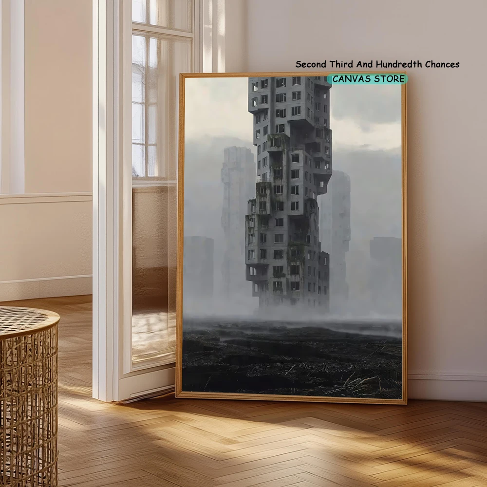 Architecture Skyscraper Outdoor Staircase Concrete Interior Modern Architecture Poster Canvas Painting Wall Pictures Home Decor