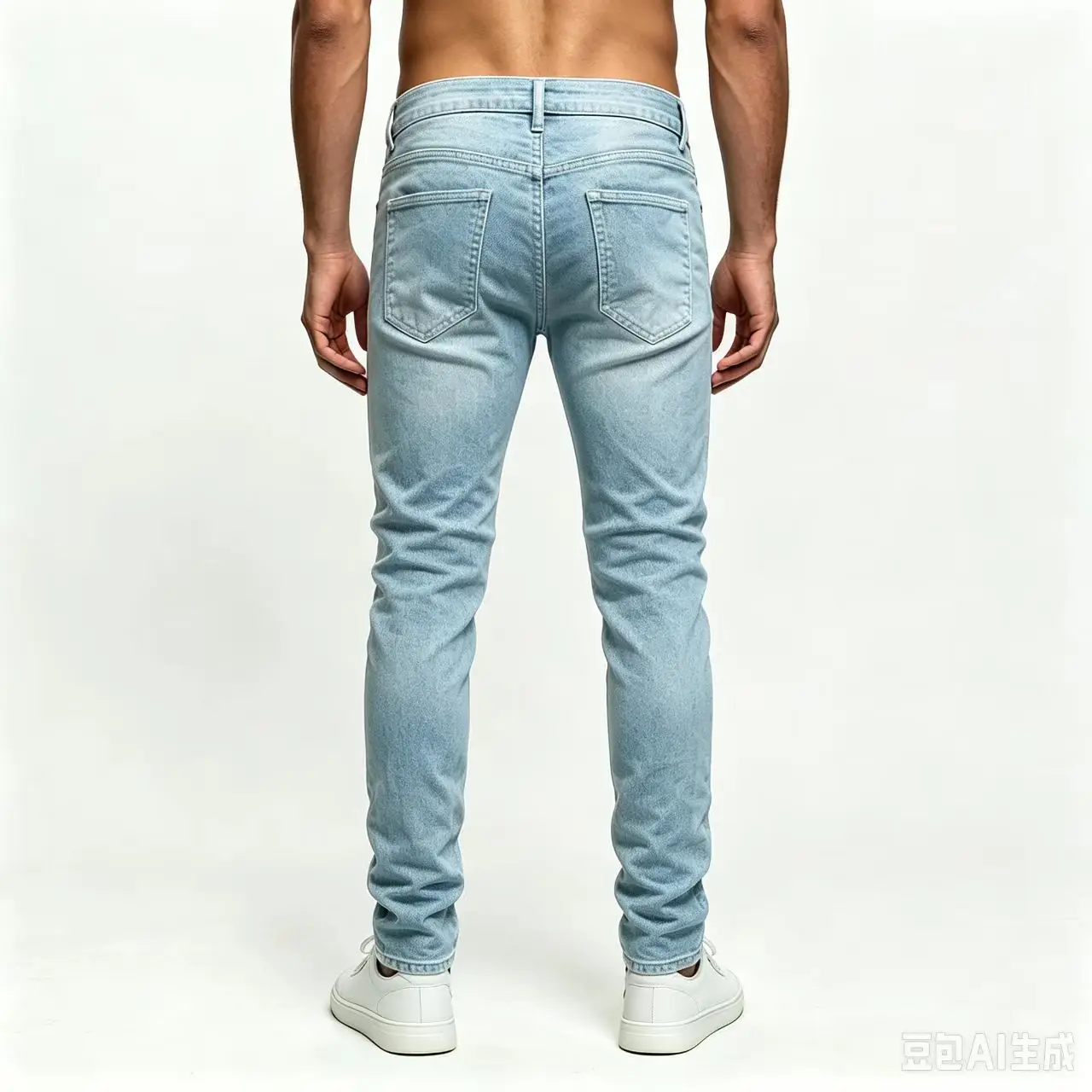 Fashionable new men's jeans with perforated patch elastic slim fit nostalgic washed light blue jeans designer pants hombre