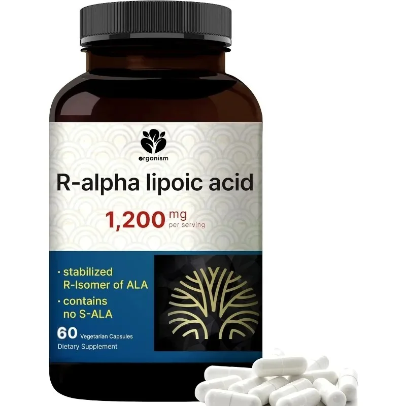R alpha lipoic acid 1200mg/serving, 60 vegetarian capsules | Stable R-ALA high absorption - healthy aging antioxidant supplement