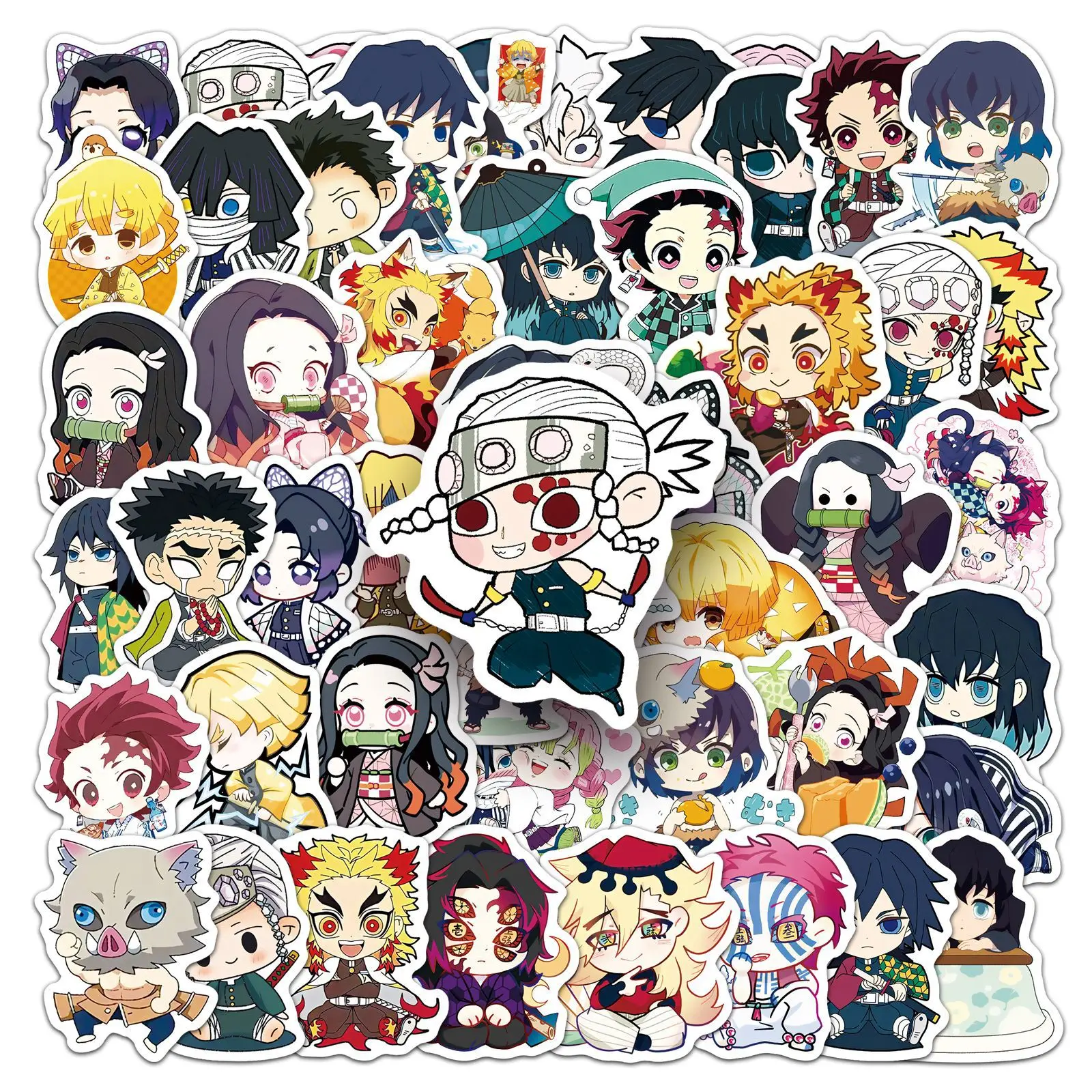 50Pcs Demon Slayer Japanese Anime Stickers Graffiti Skateboard Refrigerator Decorated Notebook Luggage Waterproof Sticker