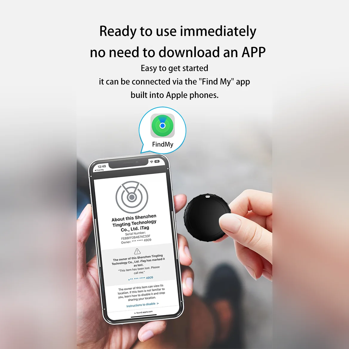 Timethinker Smart Tag เครื่องติดตาม GPS บลูทูธ ใช้งานร่วมกับแอป Apple Find My ป้องกันการสูญหาย ค้นหาสัตว์เลี้ยง กระเป๋า กุญแจ ใช้ได้กับ IOS