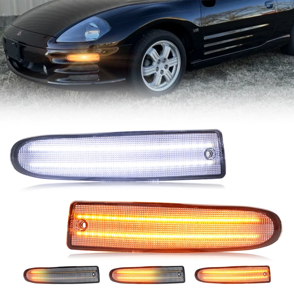 

2X Front Bumper Parking Light DRL Daytime Running Light Turn Signal Light W/ DynXamic LED For 2000 2001 2002 Mitsubishi Eclipse