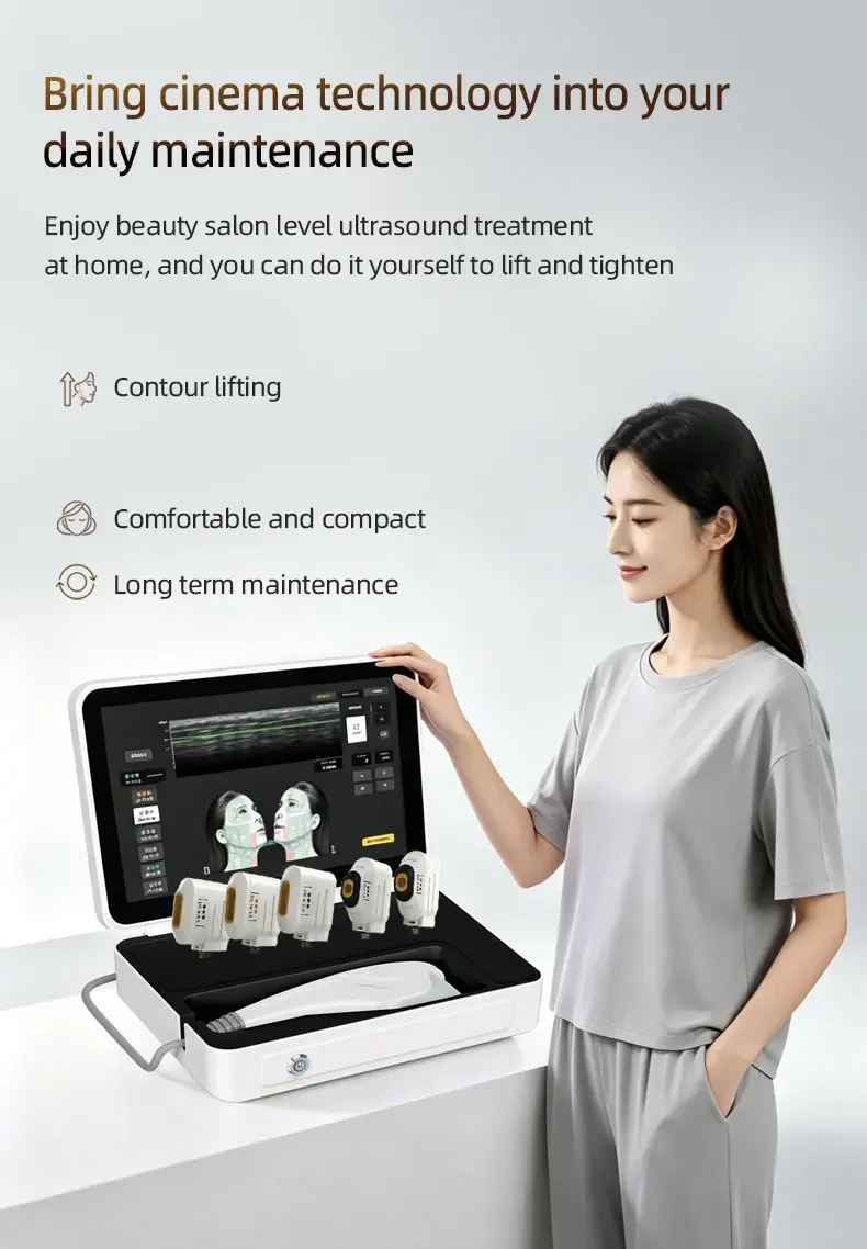 The Third-Generation HiFU Household Facial Lift Introduction Device is Used to Fade Fine Lines in Beauty Salons