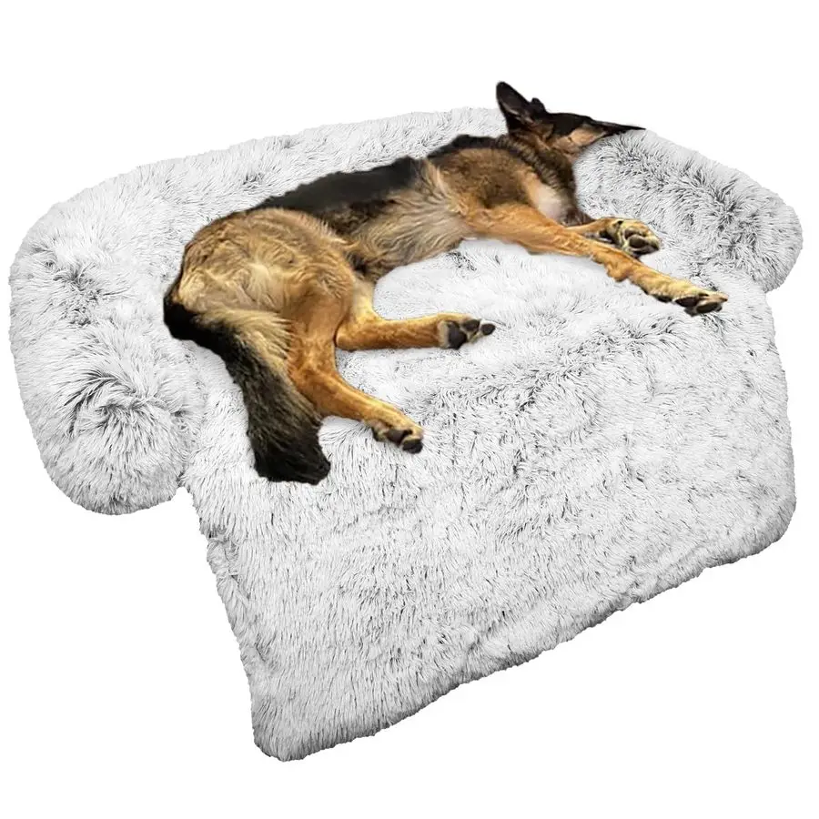 

Dog Bed Fluffy Plush Dog Mat for Furniture Protector with Removable Washable Cover for Large Medium Small Dogs and Cats Large, L