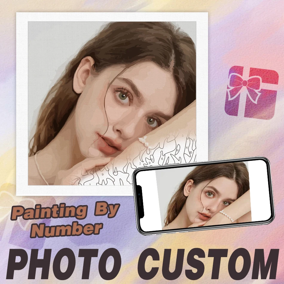 

GATYZTORY 24/36/48 Color Personalised Paint By Numbers Photo Custom DIY Oil Painting By Number Picture Canvas Portrait Family