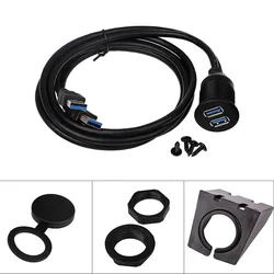 Bochara USB 2.0 USB 3.0+HDMI-Compatible Extension Cable Male To Female USB Flush Mount Panel  Dashboard Cable for Car Motorcycle
