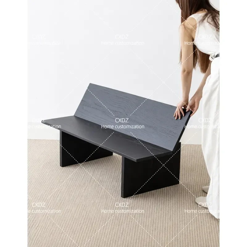 Musheng Home Foldable Coffee Table Black Solid Wood Multifunctional Small Side Table for Living Room Retro Style Compact
