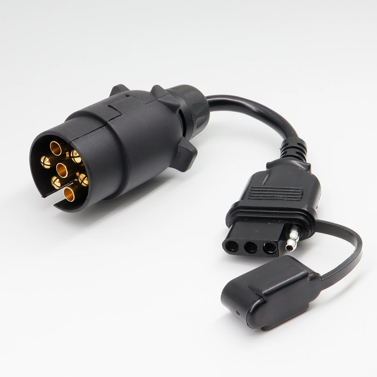 Europe to US Trailer Light Converter EUR 7 Way Round to USA 4 Way Pin Flat Rv Trailer Light Plug Wire Adapter Connector Socket