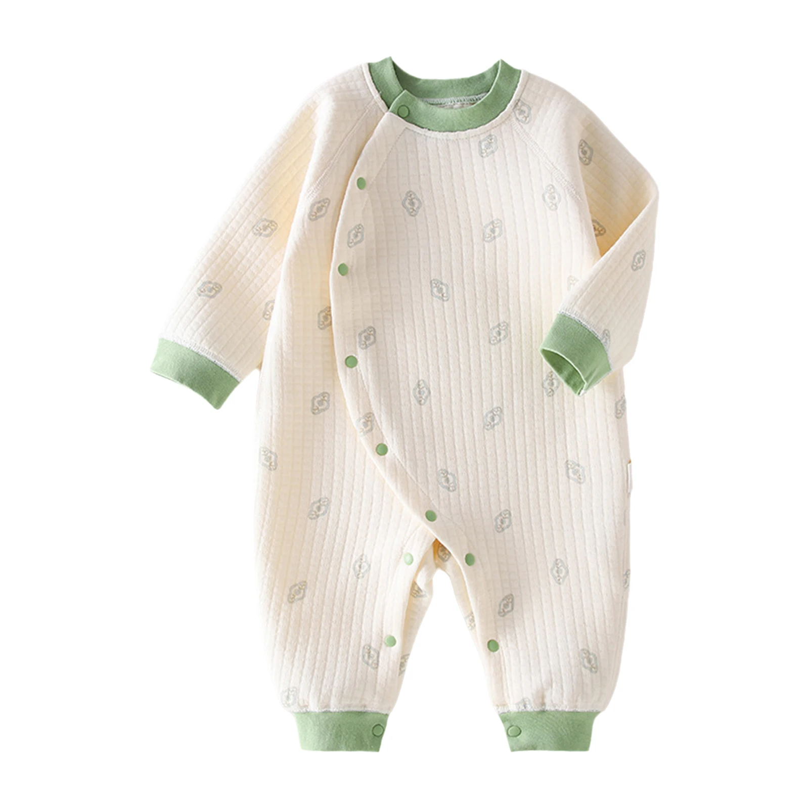 

Хлопковые комбинезоны для новорожденных мальчиков и девочек, милый боди с длинными рукавами и принтом, весенне-осенняя одежда для младенцев, домашняя одежда