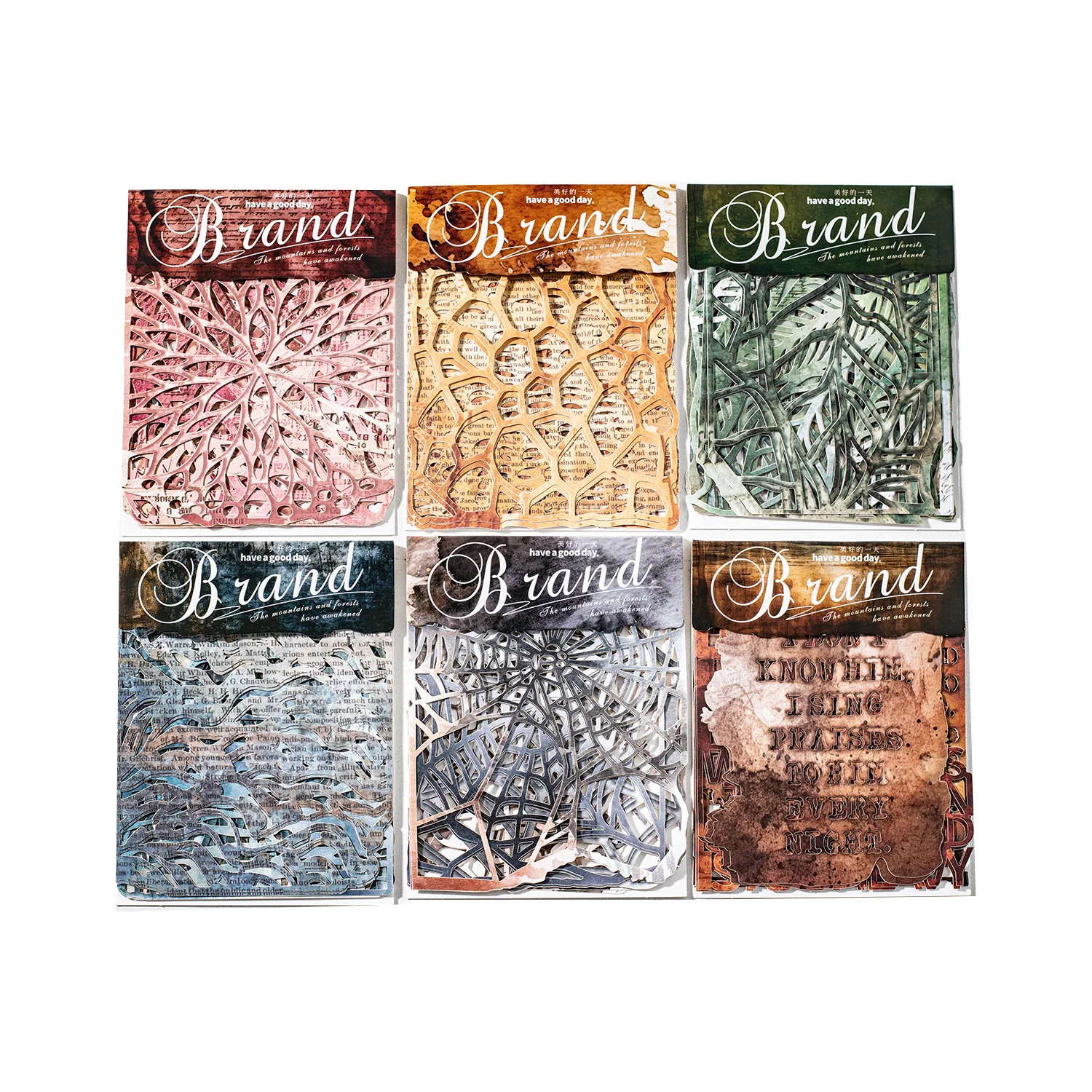 24sets/lot Memo Pads Material Paper brand Junk Journal Scrapbooking Retro Background Decoration Paper