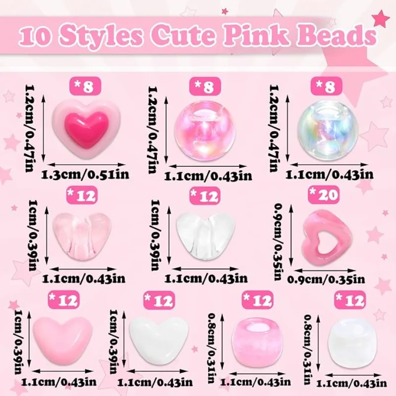 Heart Hair Beads for Braids 116Pcs Large Hole Beads Kit with Beader Tool Storage Box for Black Girls Braids Hair Accessories