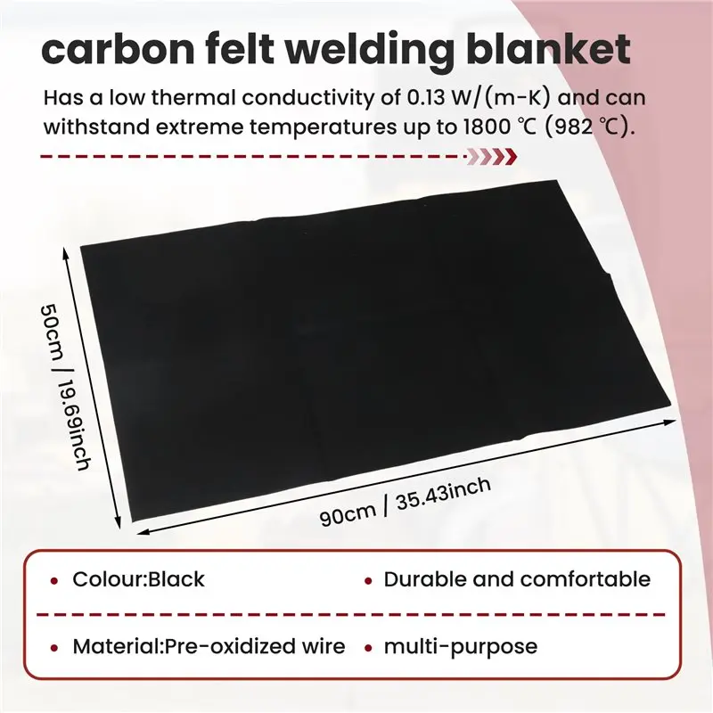 Carbon Felt Welding Blanket Fireproof - 2 Packs 20X36inch Heat Resistants Fabric 1800°F High Temp Insulation Pad-[A04I Tools] view 3