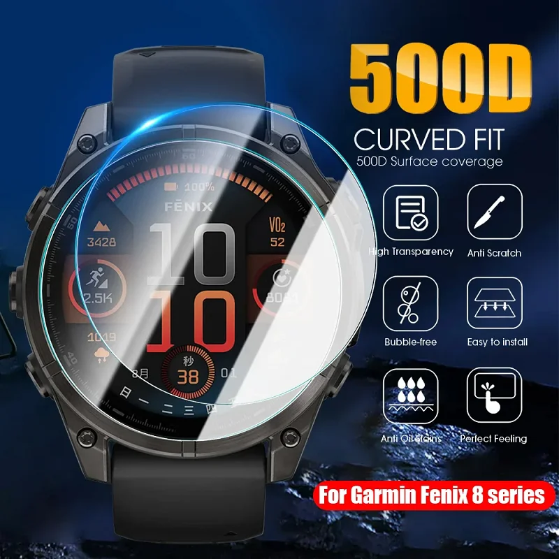 Tempered Glass Compatible for Garmin Fenix 8 51MM 47MM AMOLED Solar Fenix E Fenix 7X 7S 7 6X 6S 6 Pro 5 5S Screen Protector Film