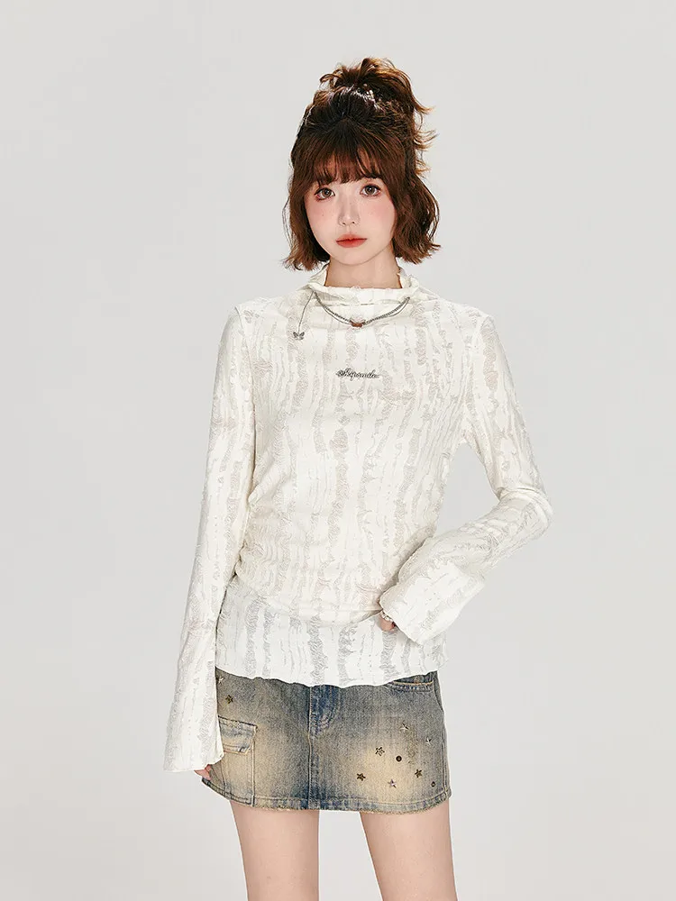 Women's Apricot T-shirt Harajuku Korean Y2k Tee Top 2000s 90s Aesthetic Fashion Vintage Long Sleeves T-shirt Autumn 2026 Clothes