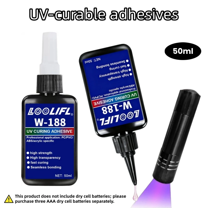 UV-Harz-Set mit Lampe, 50 ml UV-Klebstoff für schnelles Verkleben und Aushärten – professionelle UV-Taschenlampe zum Verkleben von Schmuck, zum Schweißen von Kunststoffen und zur Reparatur von