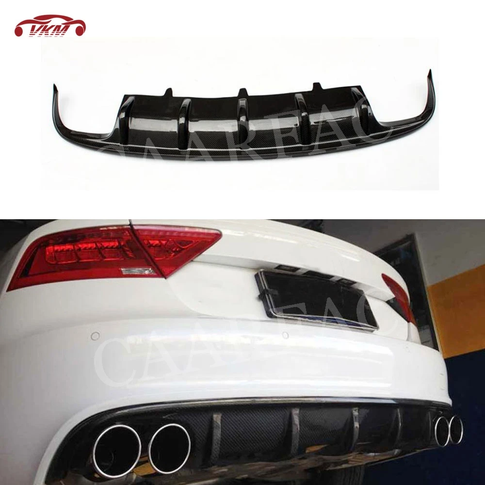 

Carbon fiber Rear Lip Diffuser Hugger Spoiler For Audi A7 S7 Sline Sport 2012- 2018 Fins Shark Style Skid Plate Car Bumper Guard