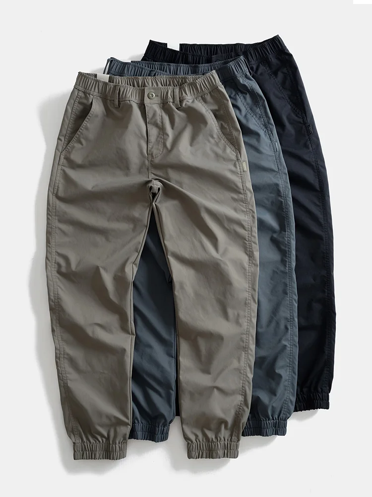 

Мужские повседневные брюки в стиле ретро, ​​японский стиль, с эластичной резинкой на талии, длинные брюки из полиэфирного волокна, осенний сезон, свободный крой, рабочая одежда