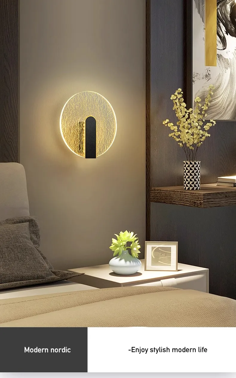 New Light Luxury Acrylic Wall Lamp AC90-260V Staircase Hallway Background Wall Living Room Bedroom Bedside Minimalist Wall Lamp