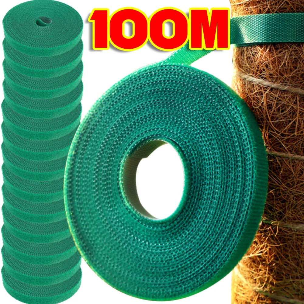 Pflanzen-Nylon-Kabelbinder, selbstklebend, grün, verstellbar, für Pflanzen, Hakenschlaufe, Unterstützung für Gartenschnur, Verband, wiederverwendbare Verschluss-Klebebandstreifen