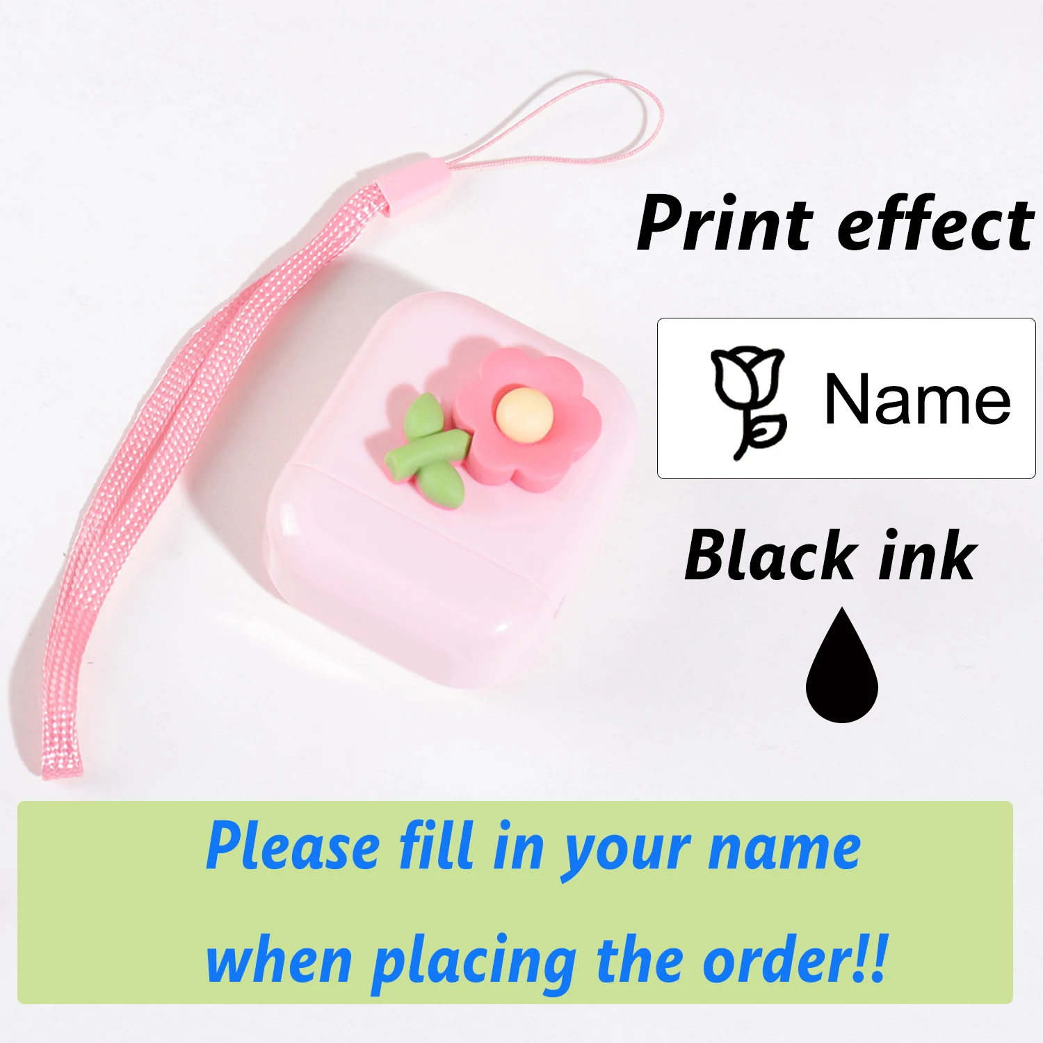 Blumen-Namensstempel für Kinder, Anpassbarer Textstempel, Wasserfester Stempel für Kindergarten-Kleidung, Personalisierter Namensstempel