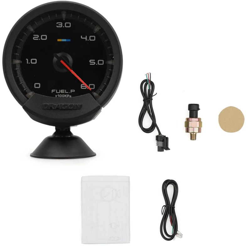 60Mm 12V Fuel Pressure Gauge Oil Press Gauge White Led Fuel Gauge Universal