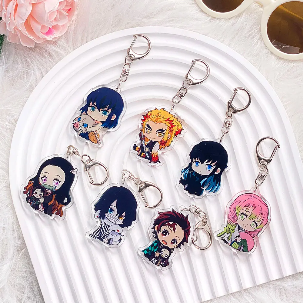 LLavero de acrílico con personajes de Demon Slayer, Kamado Nezuko Tanjirou, accesorios, bolso de dibujos animados, colgante bonito para mochila, regalo