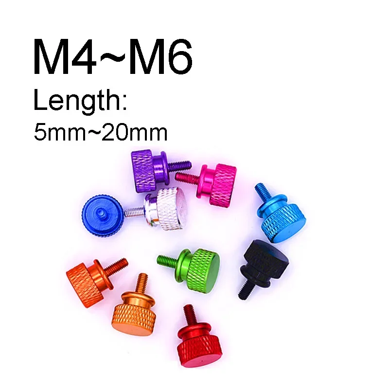 Yiqianyuan M4 M5 M6 Colorful Aluminum Thumb Screws Computer Bolts Knurl High Step Hand Tighten Thumb Screws