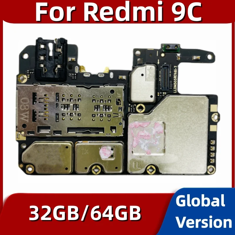 Module PCB de carte mère pour Xiaomi Redmi 9C, carte mère déverrouillée avec Helio G35, 32 Go, 64 Go ROM