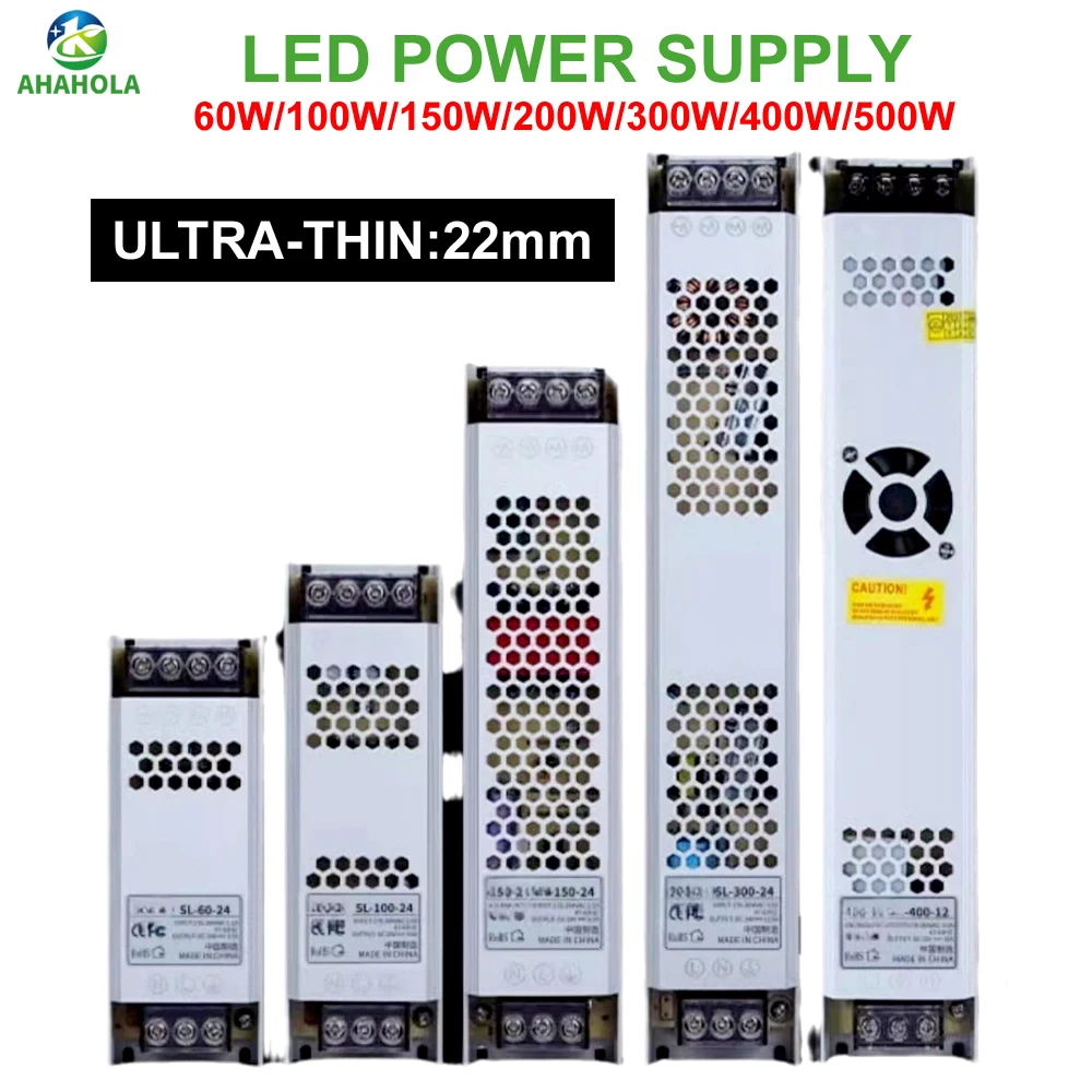 AC 220v to 12v Power Supply Unit  DC 12 Volt 24v Switching Power Supply 500w 400w 60w Transformer Power Source for Electronic