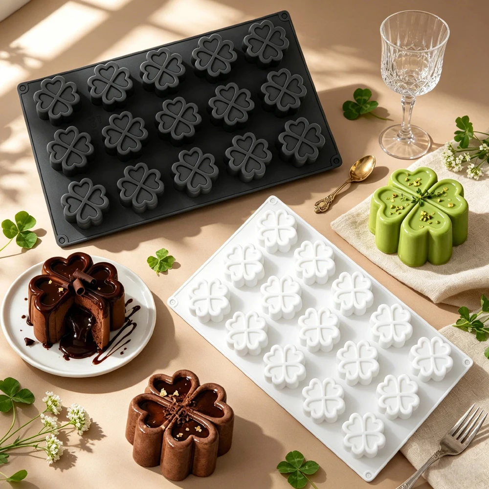 Multifunctional Four Leaf Clover Silicone Mould for Mousse Cake Chocolate Candle Handmade Soap & Baking DIY Crafts