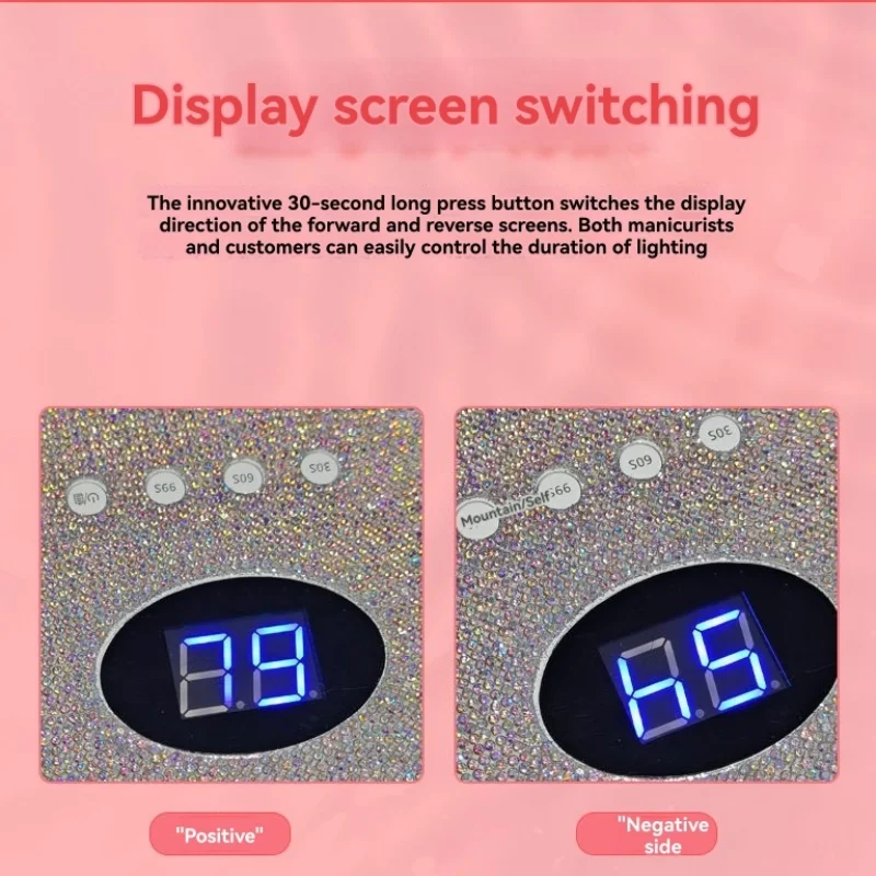 A36T-S50 Lampada per unghie LED wireless diamantata - 30 perline, doppia luce, lampada polimerizzante per manicure ricaricabile Spina UE
