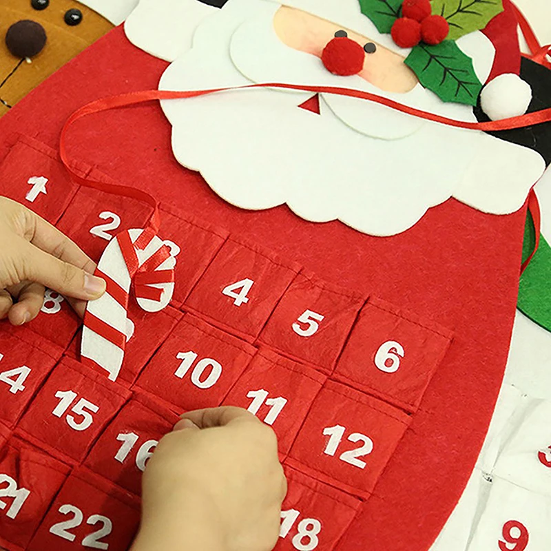 Calendario de Adviento de Navidad, muñecos de nieve de Papá Noel, decoración para puerta, pared y ventana, suministros colgantes para fiesta de Navidad, regalo de Navidad